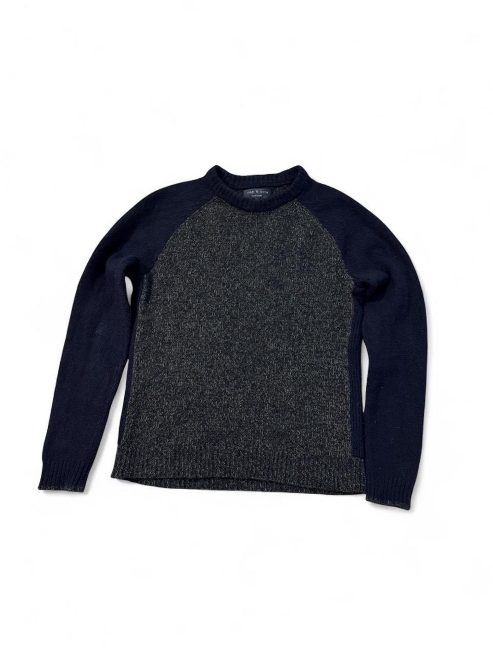Rag & Bone New York textured raglan sleeve wool sweater grey S mens
